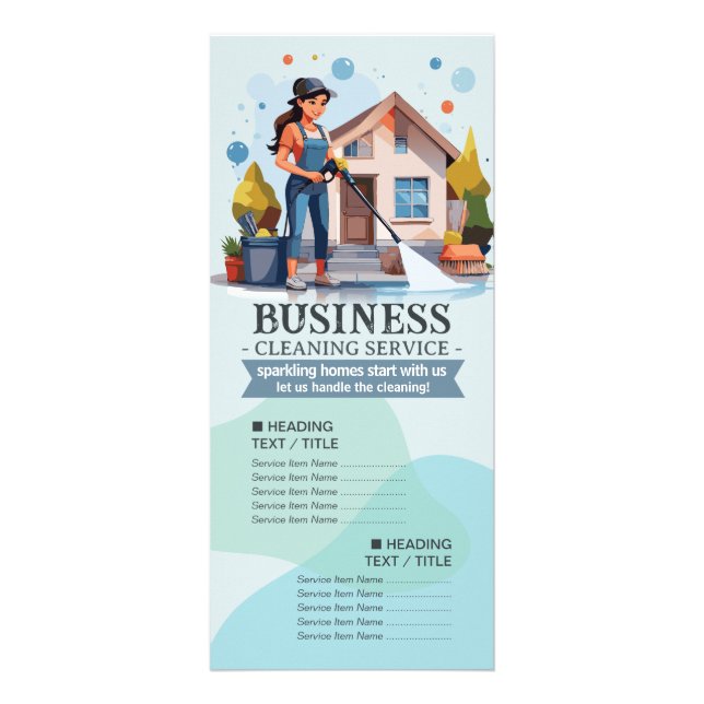 House Cleaning Maid Service Housekeeping Price Rack Card (Front)