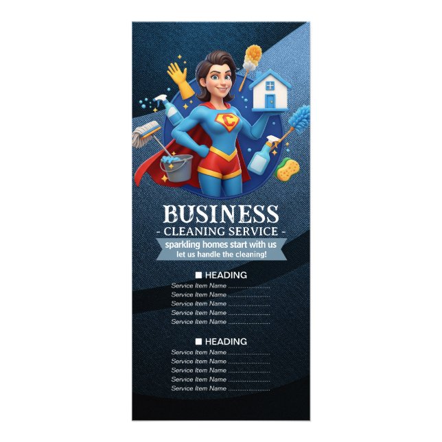 House Cleaning Maid Service Housekeeping Price Rack Card (Front)