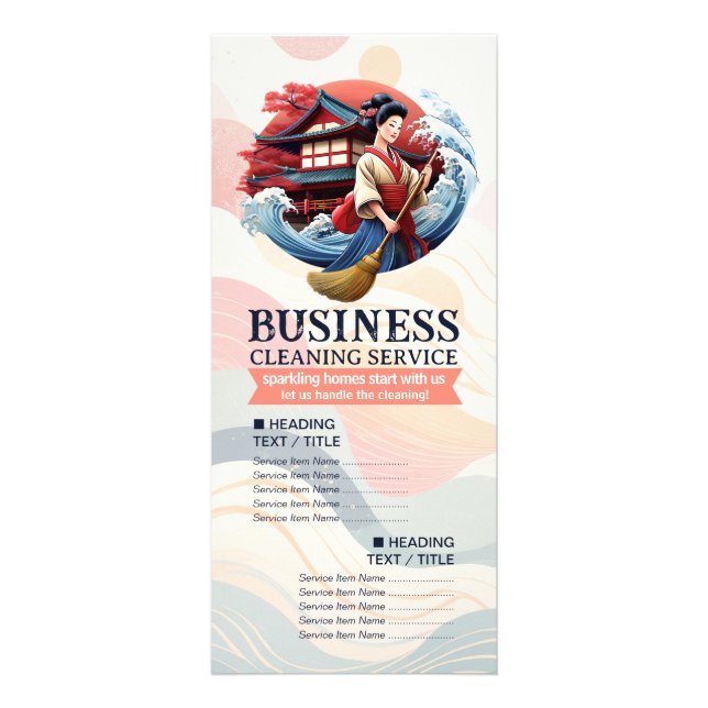 House Cleaning Maid Service Housekeeping Price Rack Card (Front)