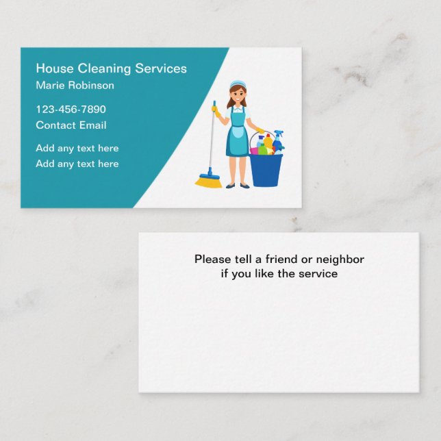 House Cleaning Maid Service Modern Business Card (Front/Back)