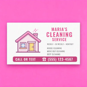 House Cleaning Maid Service Pink Business Card