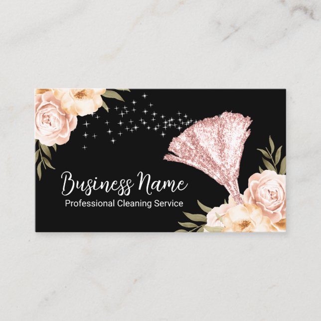 House Cleaning Maid Service Vintage Floral Business Card (Front)