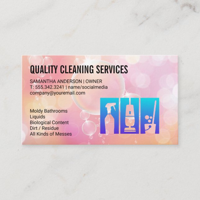 House Cleaning | Maid | Soap Bubbles Business Card (Front)