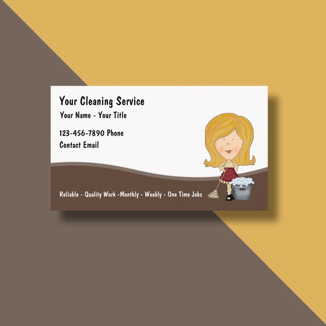 House Cleaning Modern Housemaid Business Cards (Creator Uploaded)