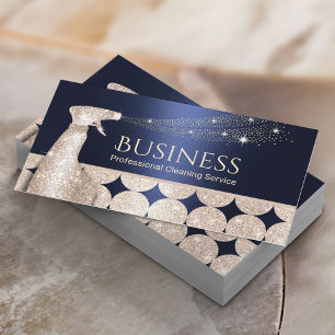 House Cleaning Modern Navy & Gold Maid Service Business Card