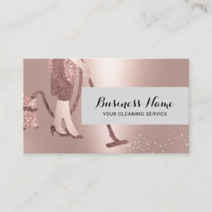 House Cleaning Modern Rose Gold Maid Service Business Card