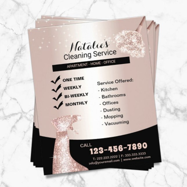 House Cleaning Modern Rose Gold Maid Service Flyer (Creator Uploaded)