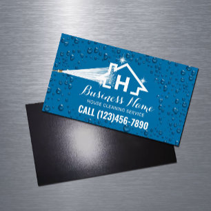 House Cleaning Pressure Washing Monogram Logo Magnetic Business Card