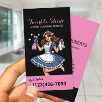 House Cleaning Retro Black & Pink Maid Service