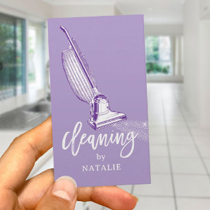 House Cleaning Retro Vacuum Cleaner Lavender Business Card