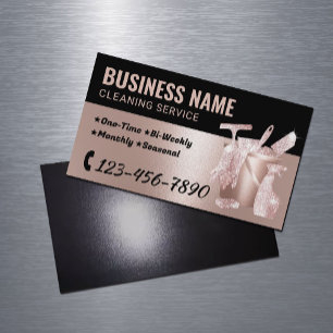House Cleaning Rose Gold Glitter Housekeeping Magnetic Business Card