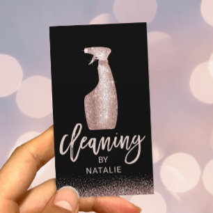 House Cleaning Rose Gold Typography House Keeping Business Card