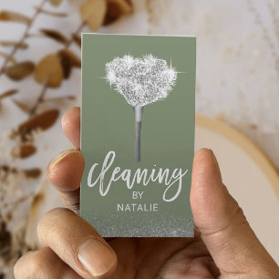 House Cleaning Sage Green Maid Service Business Card