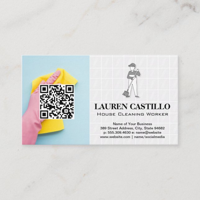 House Cleaning Sanitising Services | QR Scan Business Card (Front)