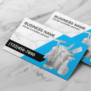 House Cleaning Service Auto Detailing Blue Marble Business Card