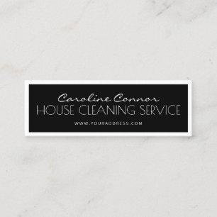 House Cleaning Service Black & White Bordered Card