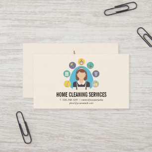 House Cleaning Service   Cleaning Worker Business Card