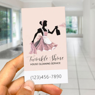 House Cleaning Service Elegant Blush Pink Maid Business Card
