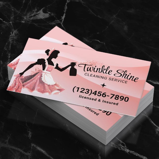 House Cleaning Service Elegant Pastel Curves Business Card (Creator Uploaded)