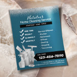 House Cleaning Service House Keeping Teal Flyer<br><div class="desc">Home Cleaning Service Teal & Silver Glitter Housekeeping Flyers.</div>