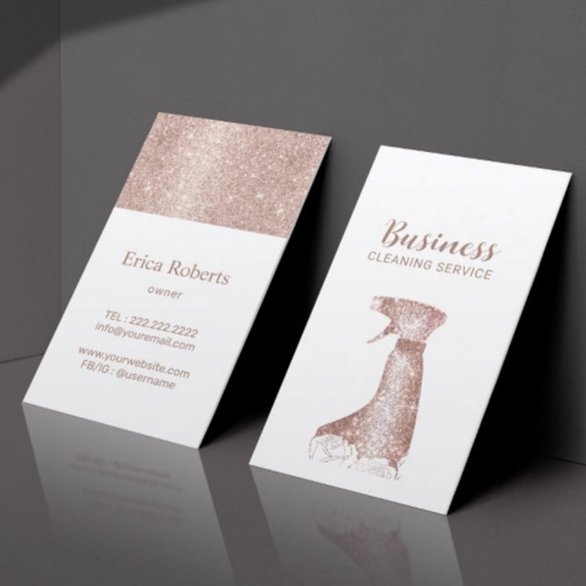 House Cleaning Service Luxury Floral Spray Cleaner Business Card (Creator Uploaded)