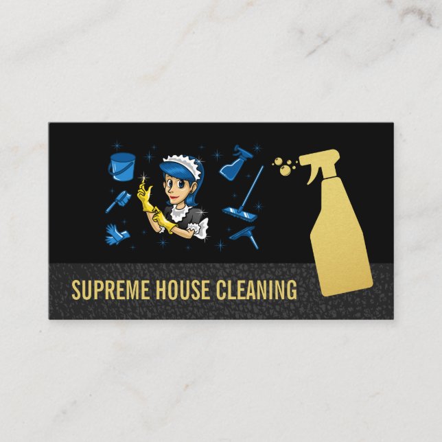 House Cleaning Service | Maid Spray Bottle Business Card (Front)