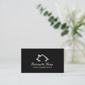 House Cleaning Service Minimal House Logo Black Business Card (Standing Front)