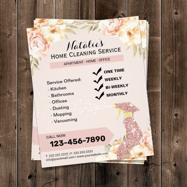 House Cleaning Service Modern Floral Housekeeping Flyer (Creator Uploaded)