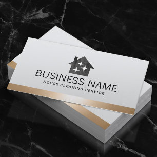 House Cleaning Service Modern Gold Border Business Card