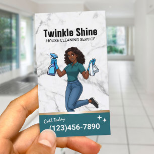 House Cleaning Service Modern Teal Housekeeping #2 Business Card