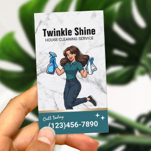 House Cleaning Service Modern Teal Housekeeping Business Card