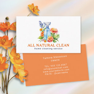 House Cleaning Service Natural Floral Business Card
