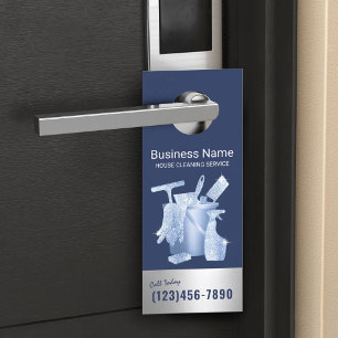 House Cleaning Service Navy Blue Housekeeping Door Hanger