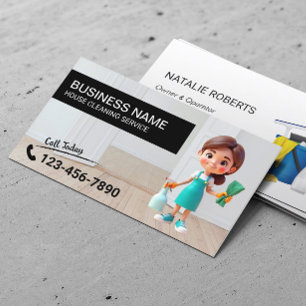 House Cleaning Service Professional Maid Business Card