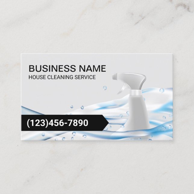 House Cleaning Service Professional Water Flows Business Card (Front)