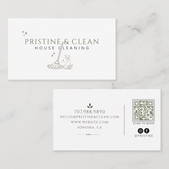 House Cleaning Service QR Code Business Card (Front/Back)