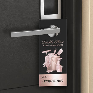House Cleaning Service Rose Gold Housekeeping Door Hanger