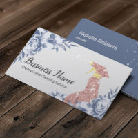 House Cleaning Service Vintage Blue Floral