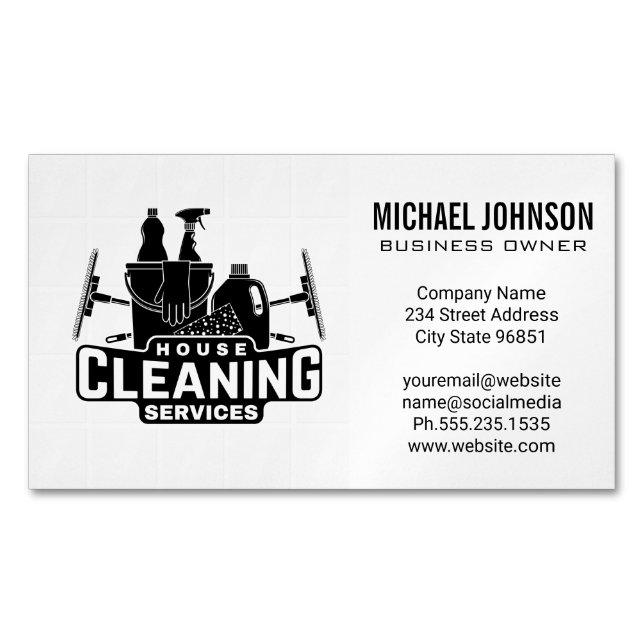 House Cleaning Services and Supplies Magnetic Business Card (Front)