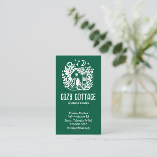 House Cleaning Services Cute Home Hand Drawn Logo Business Card