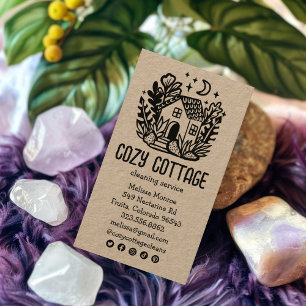 House Cleaning Services Cute Kraft Social Media Business Card