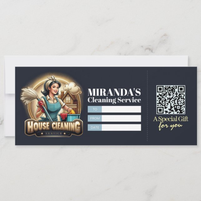 House Cleaning Services Gift Certificate Voucher Invitation (Front)