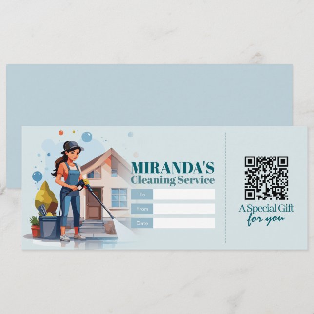 House Cleaning Services Gift Certificate Voucher Invitation (Front/Back)
