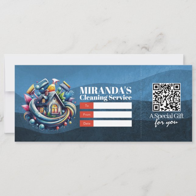 House Cleaning Services Gift Certificate Voucher Invitation (Front)