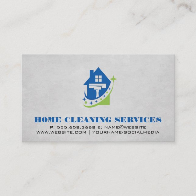 House Cleaning Services | Home Squeegee Logo Business Card (Front)