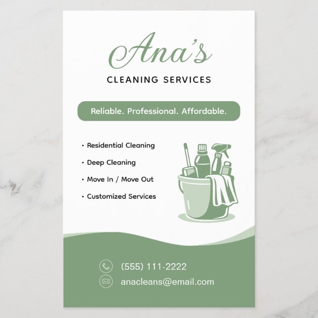 House Cleaning Services Housekeeping Green Flyer (Front)
