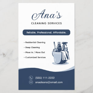 House Cleaning Services Housekeeping Navy Blue Flyer
