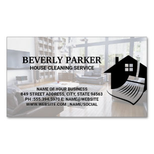 House Cleaning Services Interior Living Room Magnetic Business Card