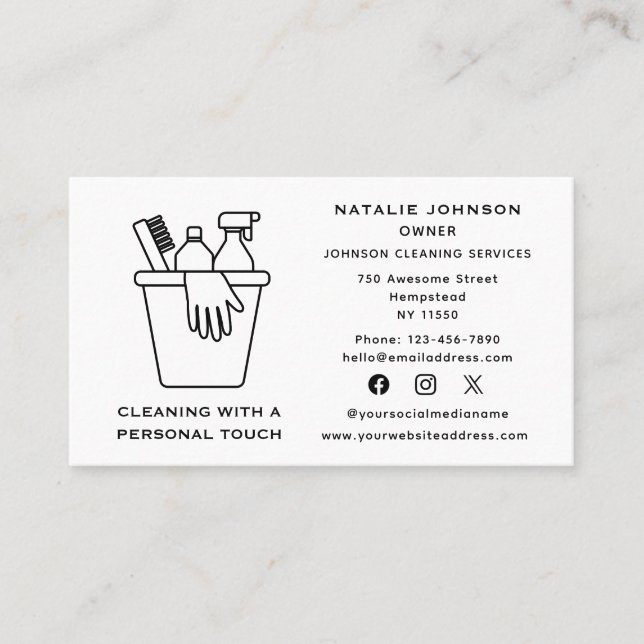 House Cleaning Services Janitorial Social Media Business Card (Front)