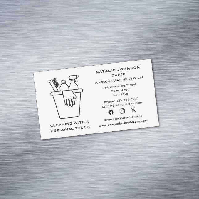 House Cleaning Services Janitorial Social Media Magnetic Business Card (In Situ)